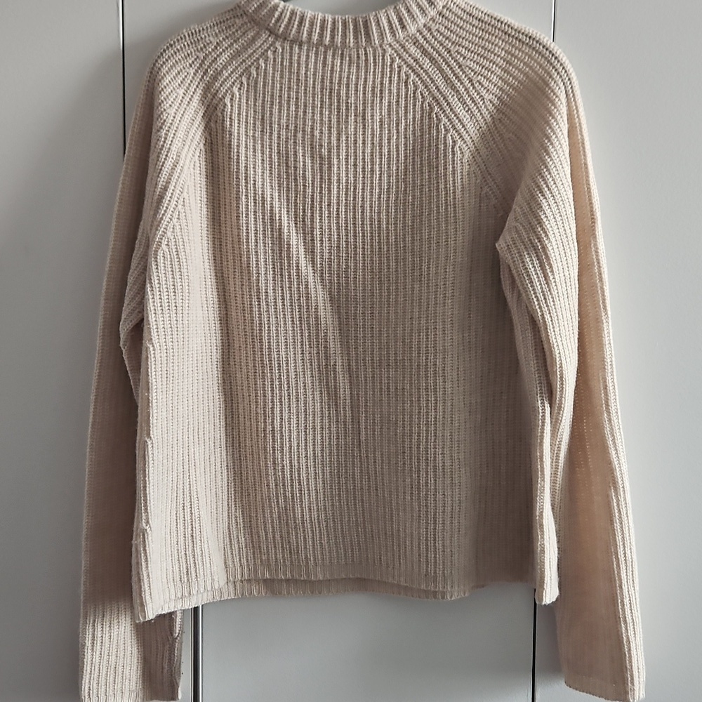 Jenni Kayne Size S 100% Cashmere Fisherman's Sweater Oatmeal - Picture 3 of 5